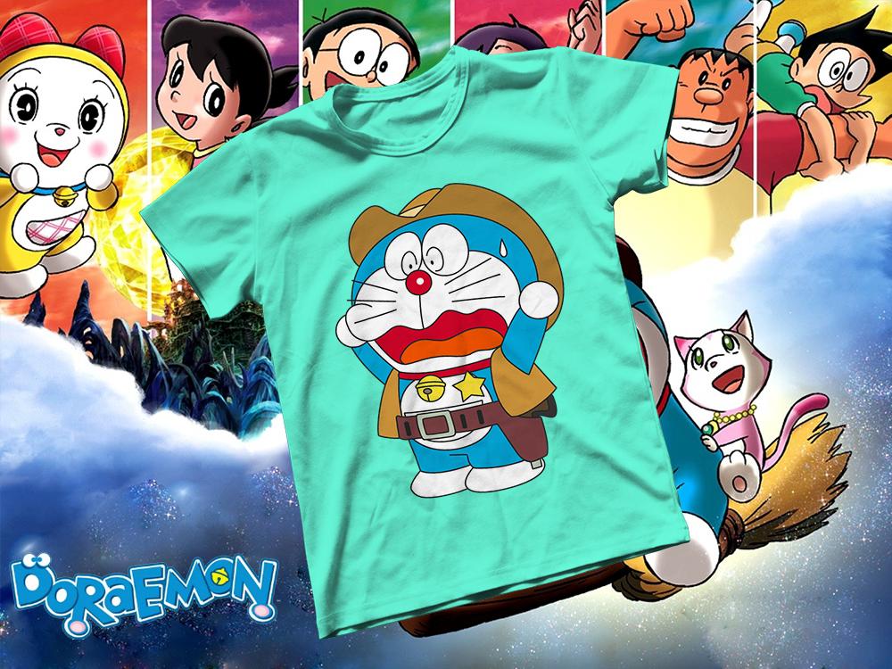 Áo thun Cotton Unisex - Anime - Doraemon - Cao bồi miền tây Doraemon