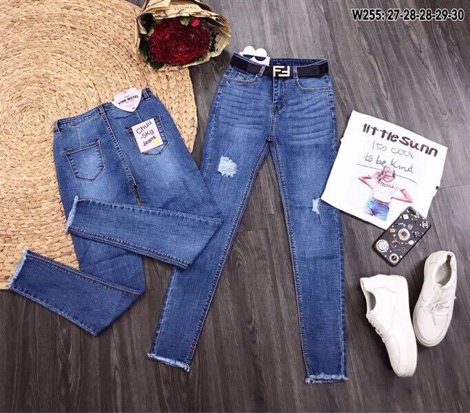 Quần jean dài co giãn mẫu rách Q255