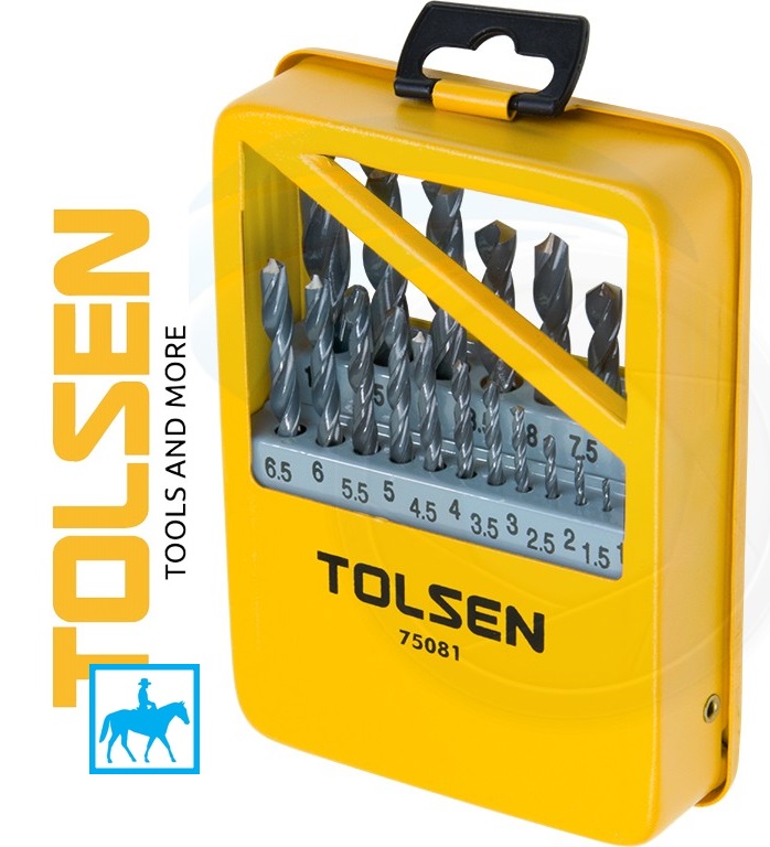 Bộ 19 mũi khoan kim loại sắt gỗ din338 hss tolsen 75081
