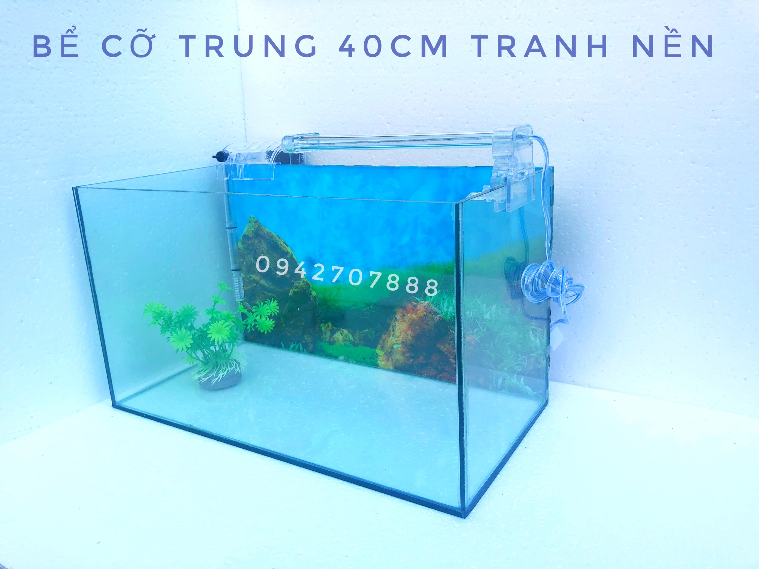 RBS Bể cá để bàn giá rẻ - bể cá mini cỡ 40cm trọn bộ