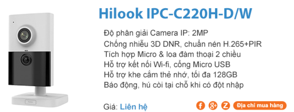 Camera IP Wifi Hilook IPC-C220H-D/W 2MP