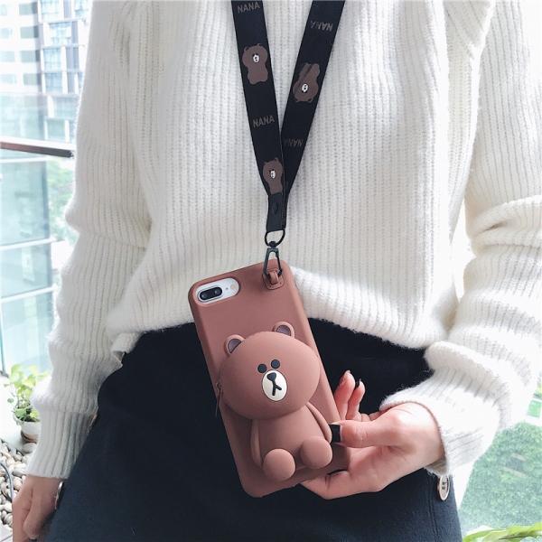 ỐP GẤU VÍ BROWN CHO IPHONE (Tặng dây đeo) 7/8