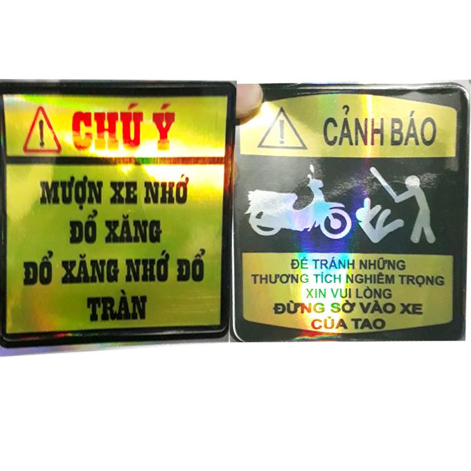 Tem dán 7 màu câu giật gân Chú ý Cảnh Báo - giá cho 2 tem dán xe máy, xe đạp điện, xe máy điện, ba lô, túi đeo, bàn học, tem dán 7 màu dành cho hội yêu xe, thích chế xe Zjnmart