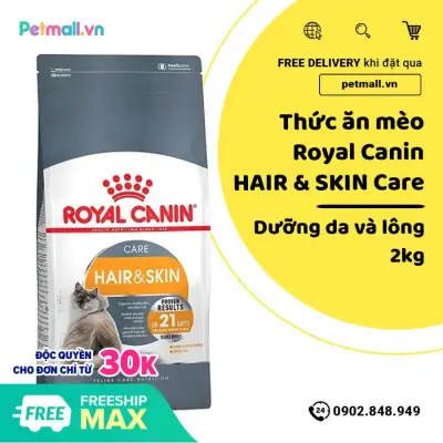 [HCM]Thức ăn mèo Royal Canin HAIR SKIN Care 2kg - Dưỡng da và lông