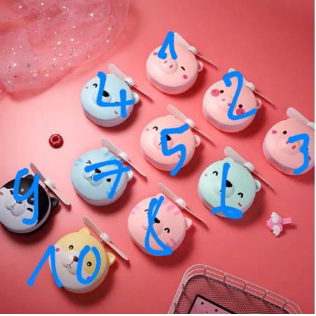 Quạt Mini Kèm Gương Và Đèn Led Hình Siêu Cưng