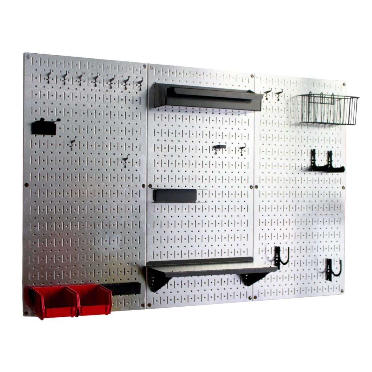 Bảng treo dụng cụ Pegboard cơ khí SMLIFE WB3 - Mô đun 3 Bảng mạ kẽm dày 1,2mm + bộ móc treo sơn tĩnh điện màu đen - Lưu trữ dụng cụ trực quan, dễ tìm kiếm - Combo dành cho gia đình