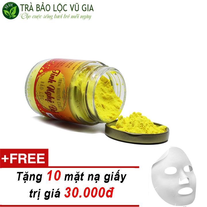 Tinh Nghệ Đỏ Nguyên Chất Vũ Gia (100g/hũ) + Tặng 10 Mặt nạ giấy - Hỗ trợ dạ dày, tiêu hóa, đắp mặt nạ dưỡng da, tẩy tế bào chết, phục hồi da tổn thương sau mụn - Đã được kiểm nghiệm y tế