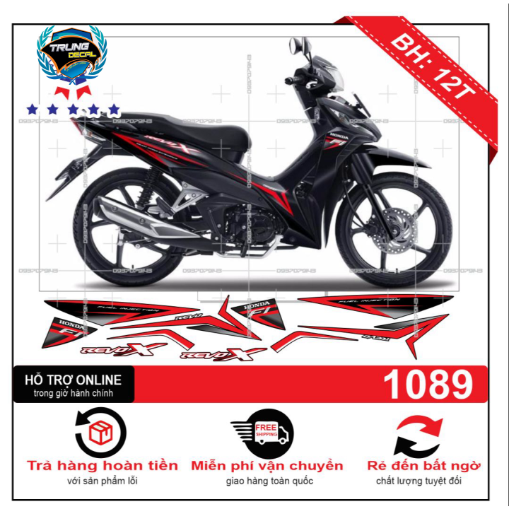 Tem rời xe wave RSX mẫu zin đỏ đen