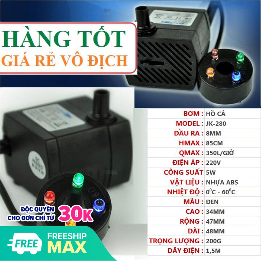 [HCM]Máy bơm chìm hồ cá 2w hoặc 5w có 4 đèn LED