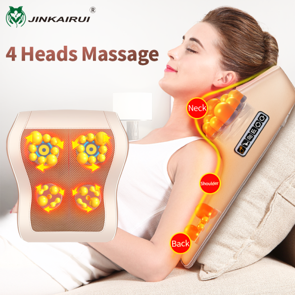 Jinkairui Gối massage 4 đầu giúp thư giãn giảm đau cổ vai gáy - INTL