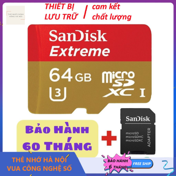 Thẻ nhớ Sandisk Extreme 64GB chuyên dụng cho Camera IP Wifi, Tốc độ 100 MB/s | BH 5 Năm