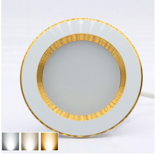 Đèn led âm trần viền vàng 9w 3 màu 3 chế độ (Trắng/vàng/vàng trung tính)