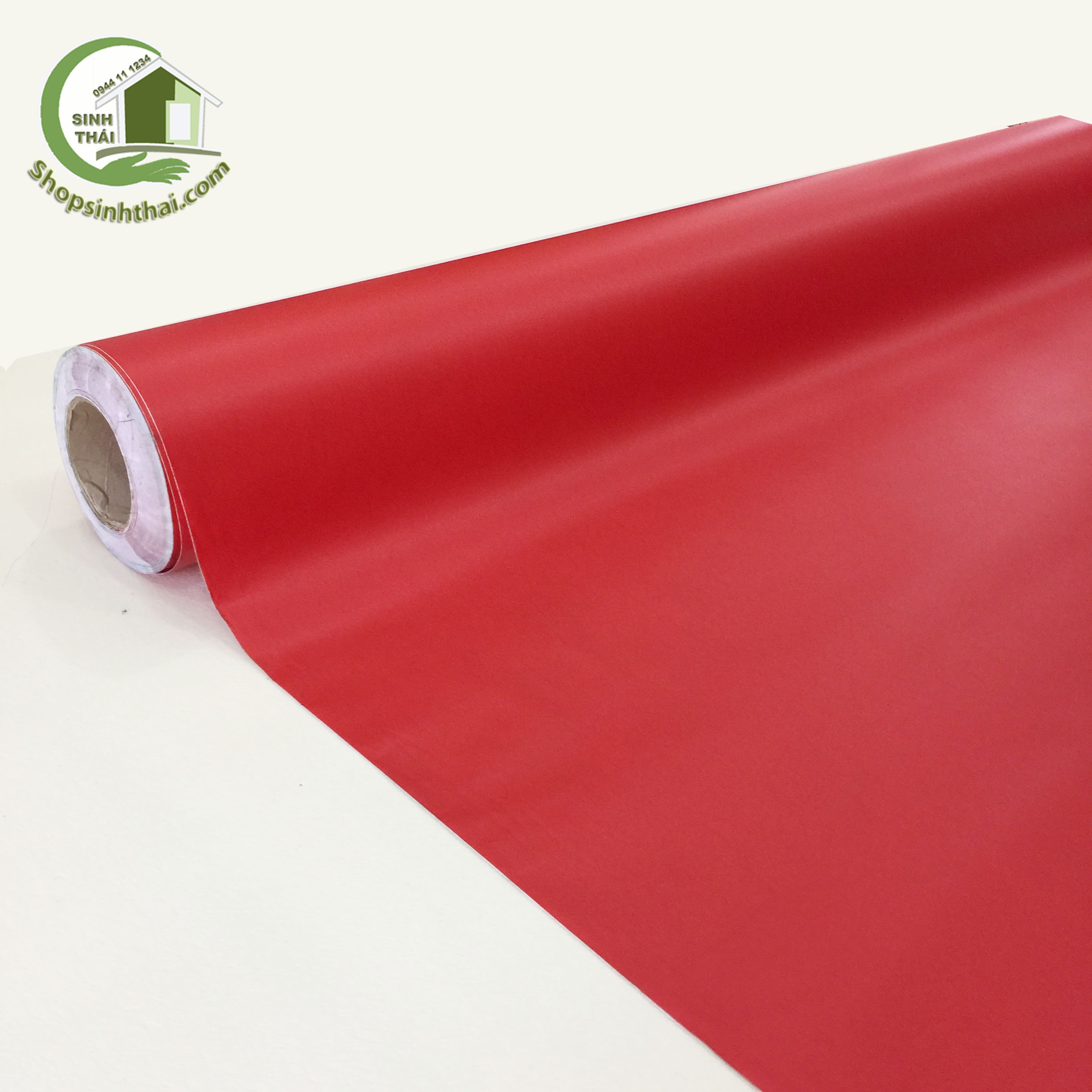 Giấy Dán Tường Màu Đỏ Nhám - [ 50cm x khổ 120cm ] Có Sẵn Keo