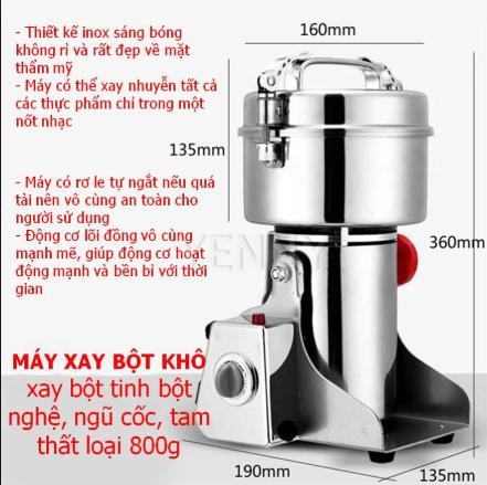 Mua máy xay nghệ tươi, Máy xay nghệ, Máy xay bột tinh bột nghệ ngũ cốc tam thất loại 800g nắp gài inox cao cấp , chất lượng tốt , inox không rỉ , lưỡi dao sắc bén , bảo hành uy tín 1 đổi 1 toàn quốc.