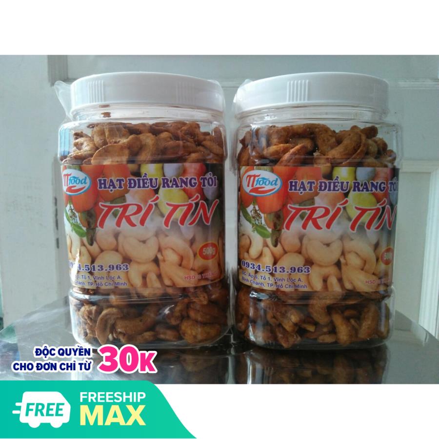 1kg hạt điều rang tỏi ớt - 2 hũ 500g