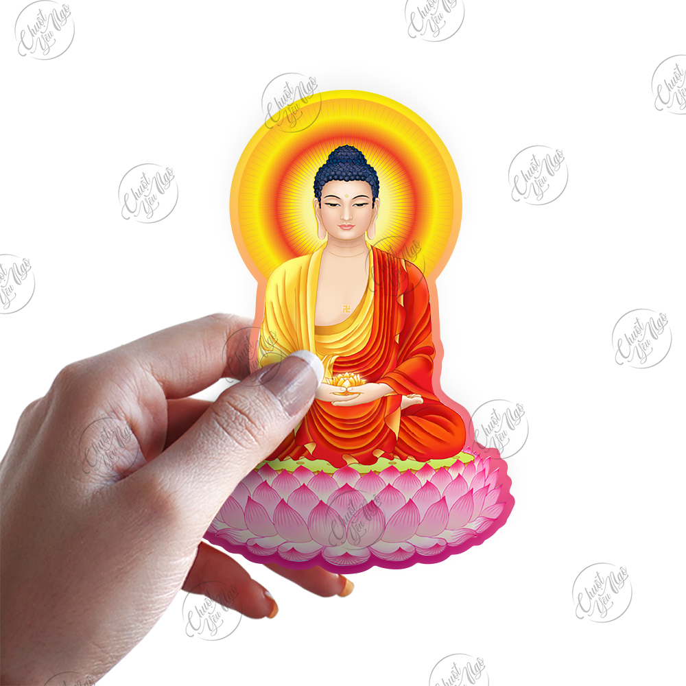 Bộ 5 miếng dán hình Phật dùng để trang trí cầu may mắn bình an
