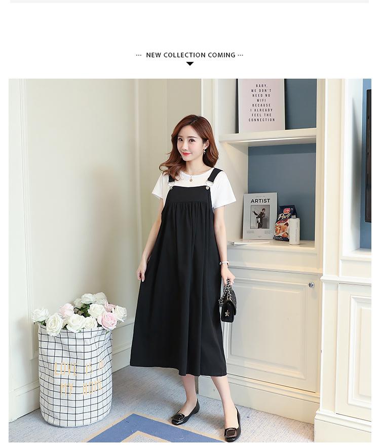 Đầm bầu yếm dài qua gối - Form rộng (nguyên set gồm áo và yếm)
