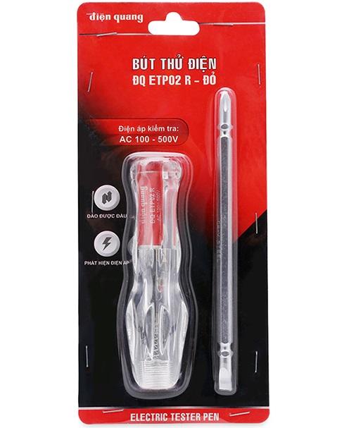 Bút thử điện 2 đầu vặn vít điện quang đq etp02 r