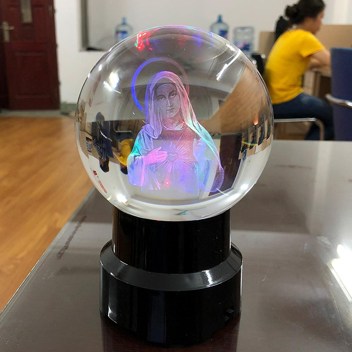 [FreeshipMAX] Quả cầu phong thủy pha lê Đức Mẹ Maria