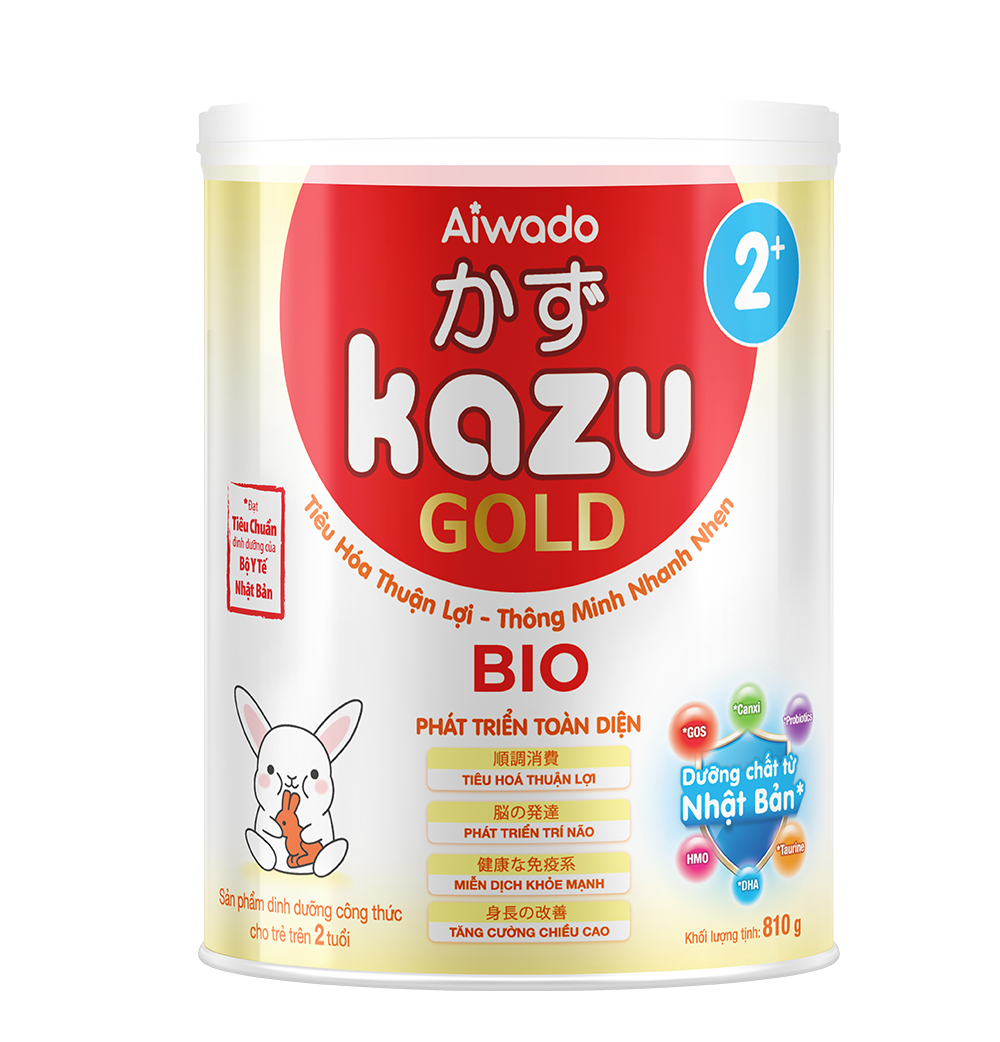 Sữa bột Aiwado KAZU BIO GOLD 2+ 810g trên 24 tháng - Tinh tuý dưỡng chất
