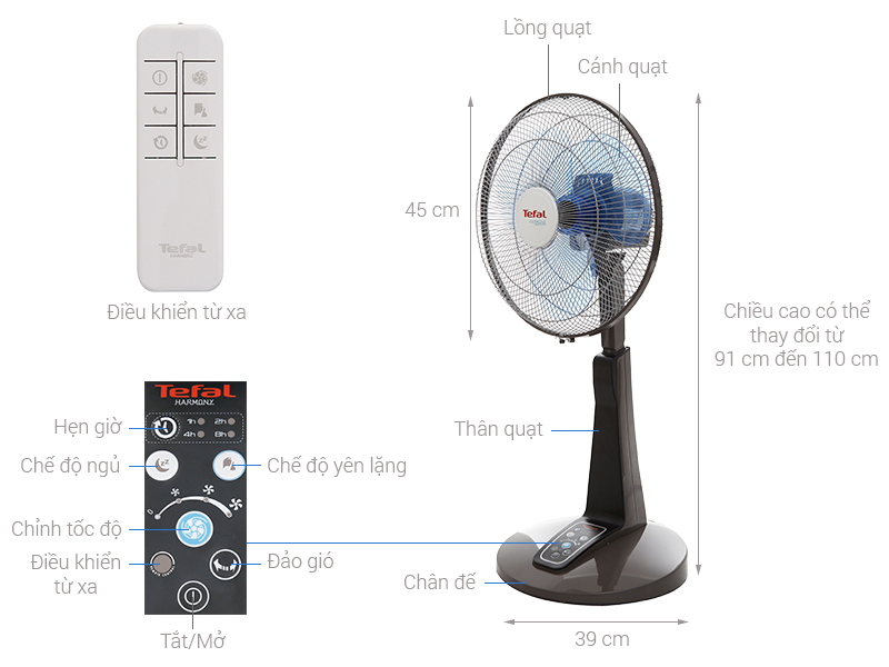 Quạt lửng Tefal - VF3629-71 - nâu