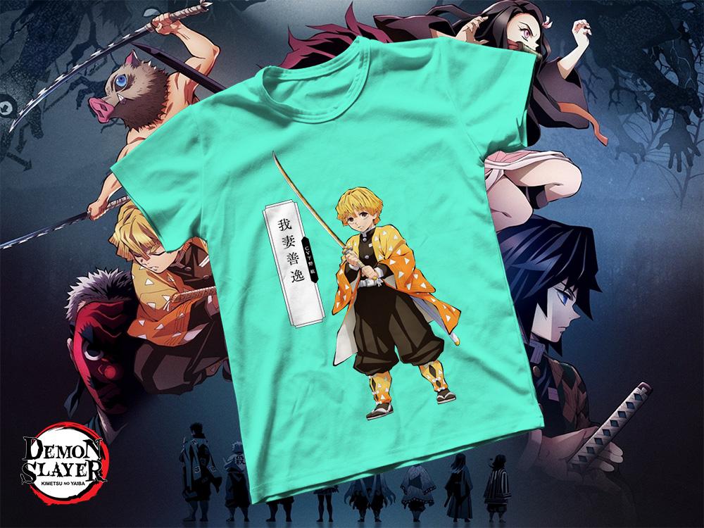 Áo thun Cotton Unisex - Anime - Kimetsu no Yaiba - Agatsuma Zenitsu