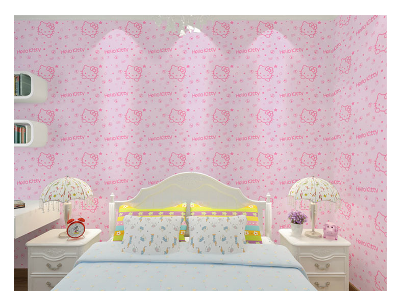 [HCM]Cuộn giấy dán tường phòng ngủ 20m x 0.45m hello kitty keo sẵn bóc dán a073a