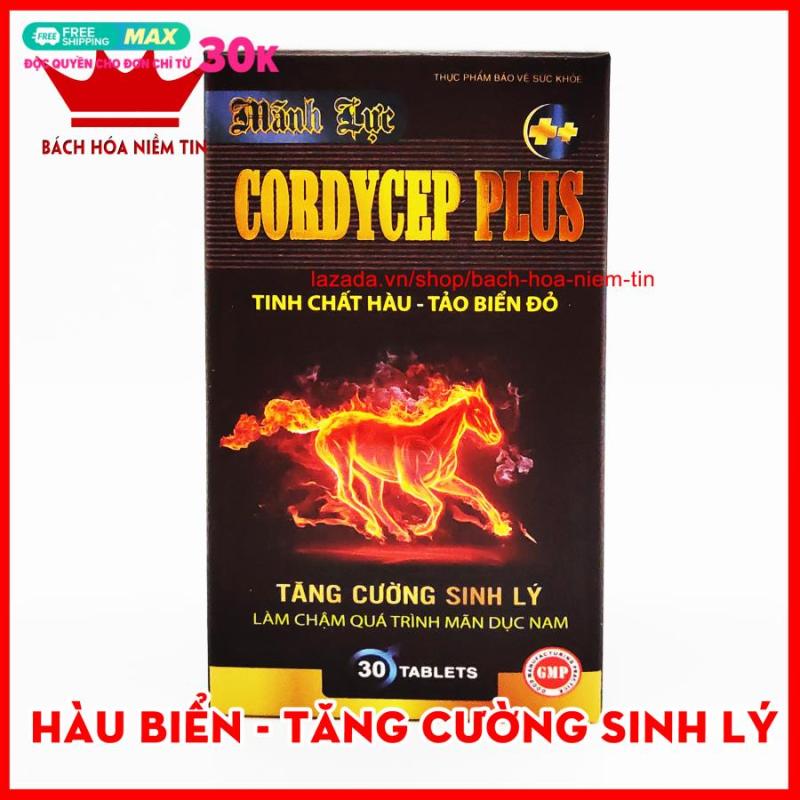 Tinh chất Hàu biển Tảo biển đỏ Mãnh Lực Cordycep Plus -HSD 2023 - Hộp lọ 30 viên - Nhung hươu, nhân sâm, đông trùng hạ thảo, ba kích giúp tăng cường sinh lý nam, bổ thận tráng dương, giảm đau lưng mỏi gối - Chuẩn GMP Bộ y tế