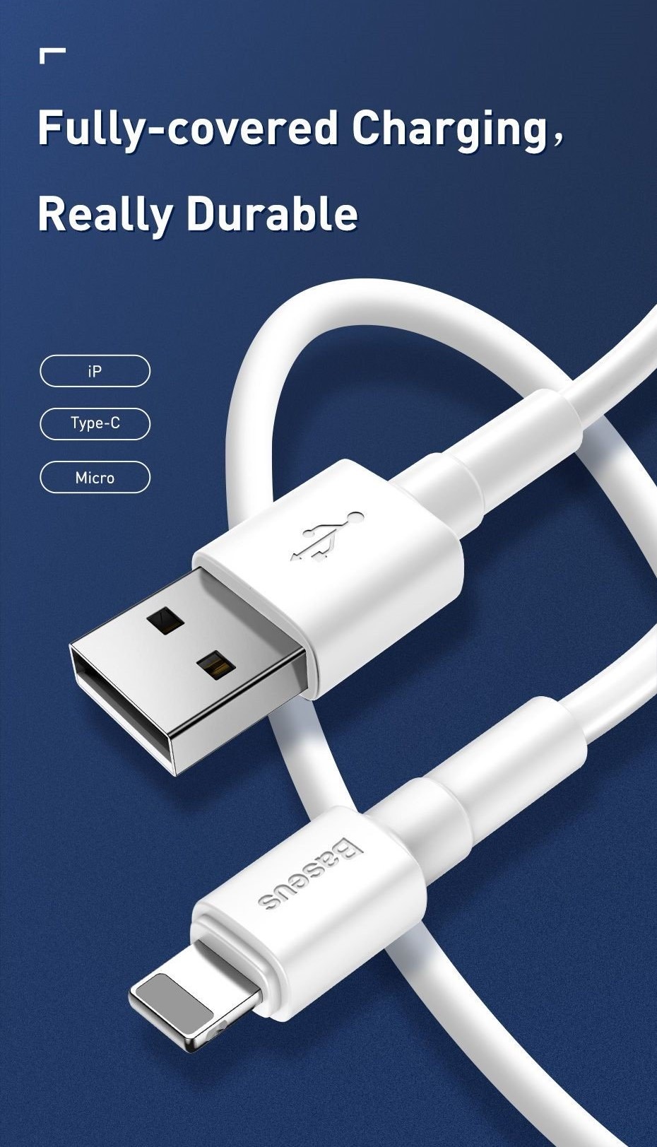 [FREESHIP]Cáp dây sạc nhanh và truyền dữ liệu Baseus Mini White Cable USB For Lightning (2.4A)/Micro USB (2.4A)/Type C (3A) chiều dài 1m truyền dữ liệu tốc độ cao 480Mbps 2.4A dây siêu bền abshop365 hshop365hn hshop365 abshop hshop