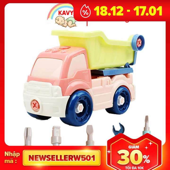 Đồ chơi lắp ráp cho bé mô hình xe tải nhiều màu sắc kích thích giác quan của bé, kích thước rất lớn, nhựa nguyên sinh an toàn(kèm vít) - KAVY
