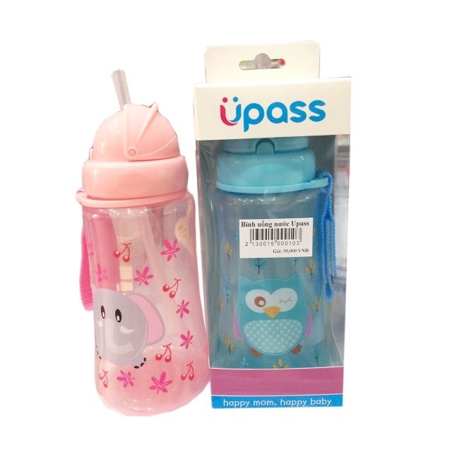Bình uống nước UPASS 300ml trẻ em, có ống hút tiện lợi UP0090N