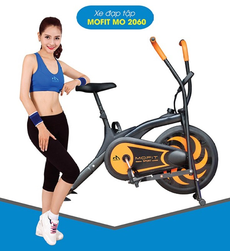 Xe đạp tập thể dục tại nhà Mofit 2060 đa năng giá rẻ, tặng kèm bó gối và con lăn tập bụng 2 bánh AB Wheel