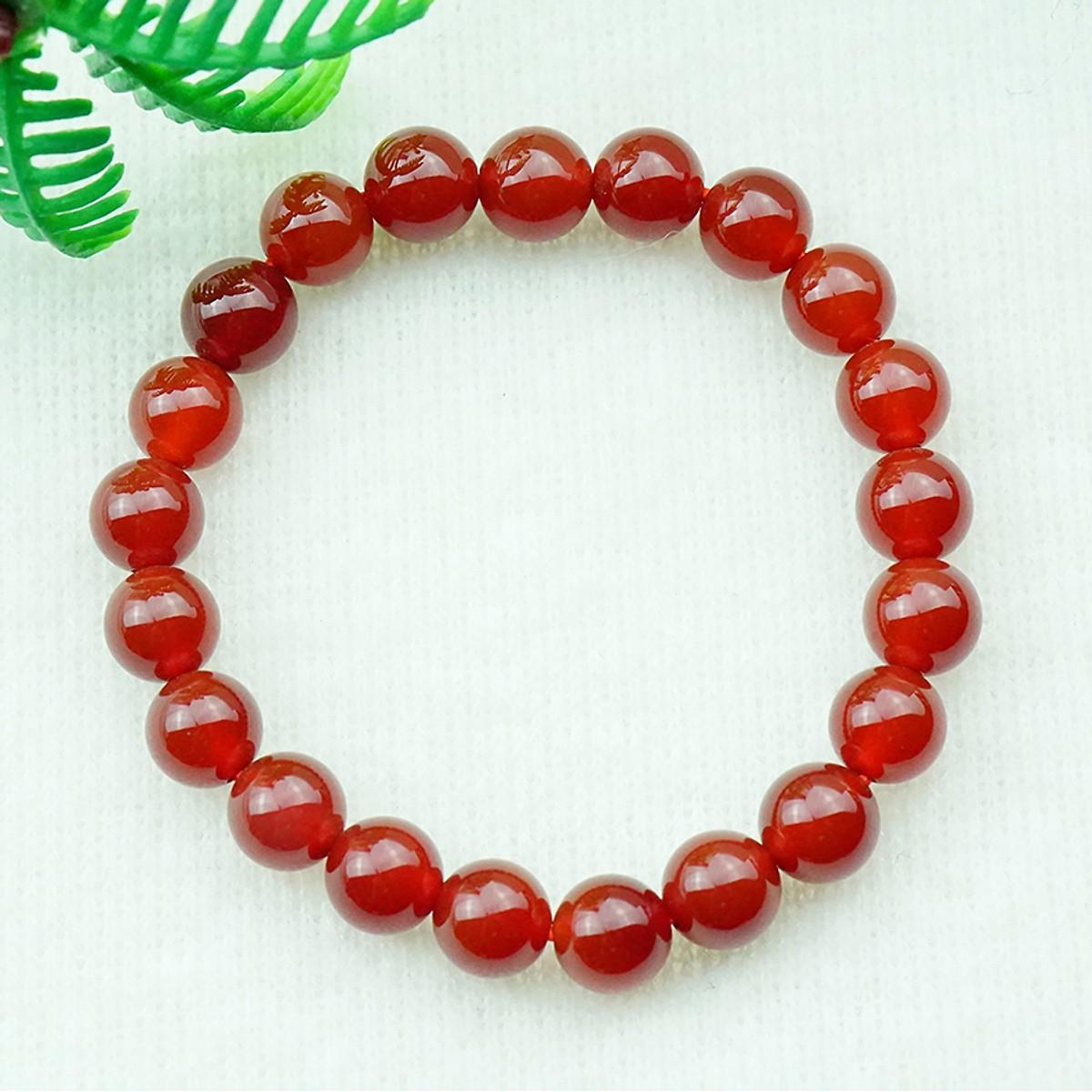 Vòng tay mã não đỏ tự nhiên 8 mm Hanmynghe