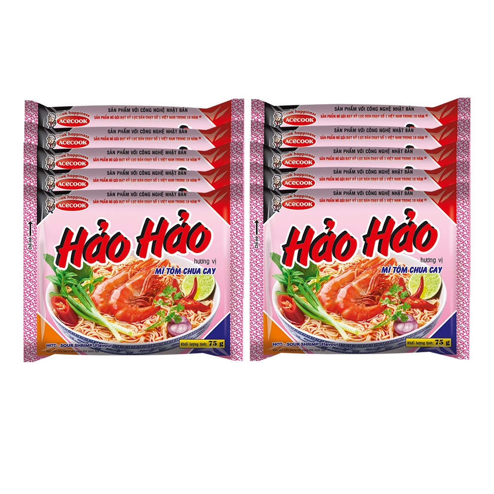 Combo 10 gói mì Hảo Hảo vị Tôm chua cay Acecook