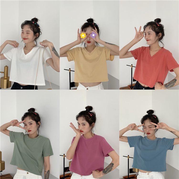 ÁO THUN CROPTOP CỔ TIM NỮ