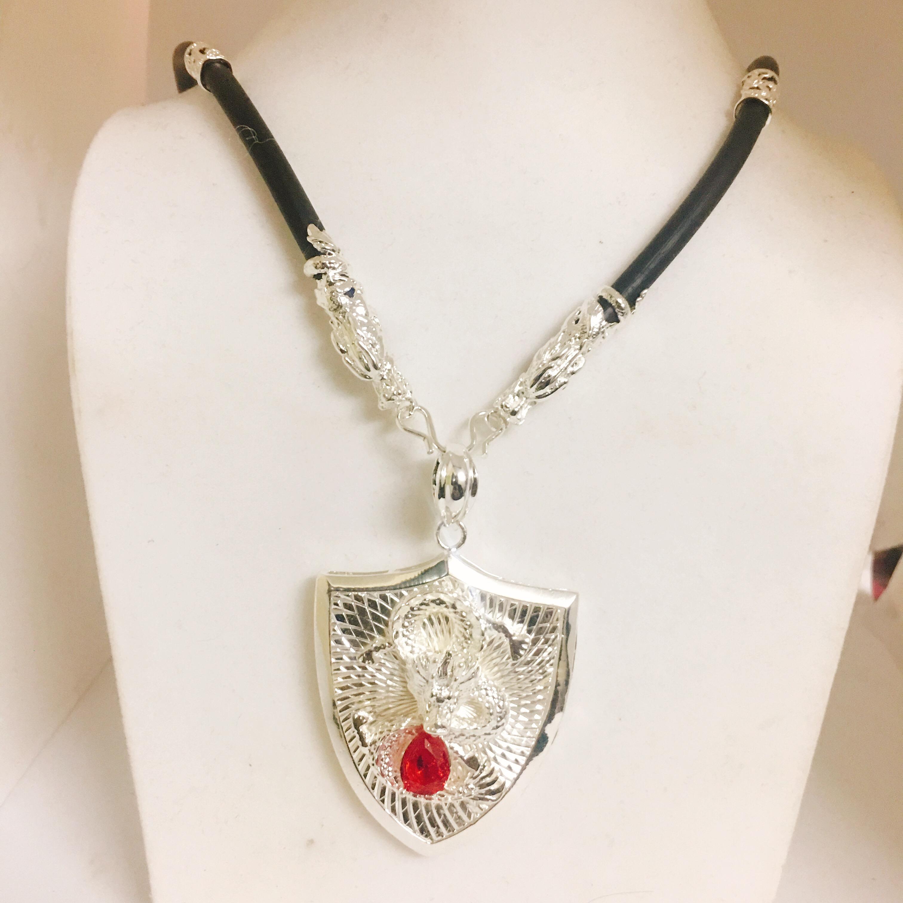 Dây chuyền nam mặt Thiên long bạc phong thủy cao cấp, may mắn