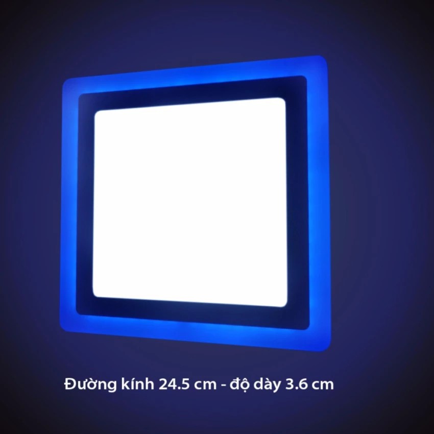 Đèn led ốp trần 24w vuông 2 màu 3 chế độ