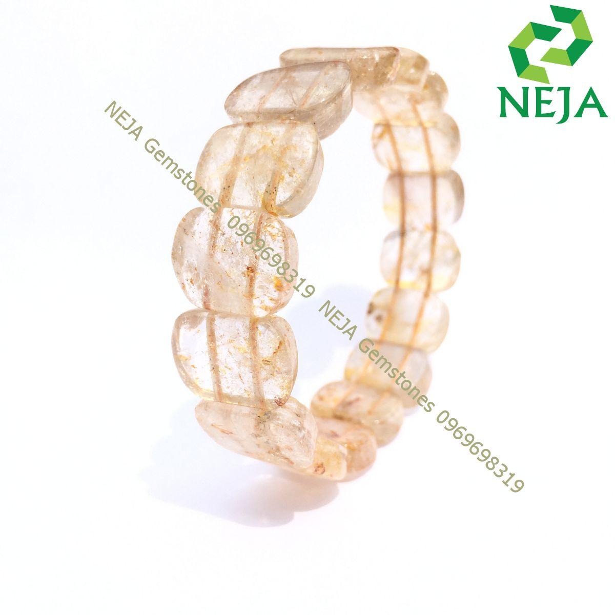 Vòng Thạch Anh Tóc Vàng Bản Vuông NEJA Gemstones