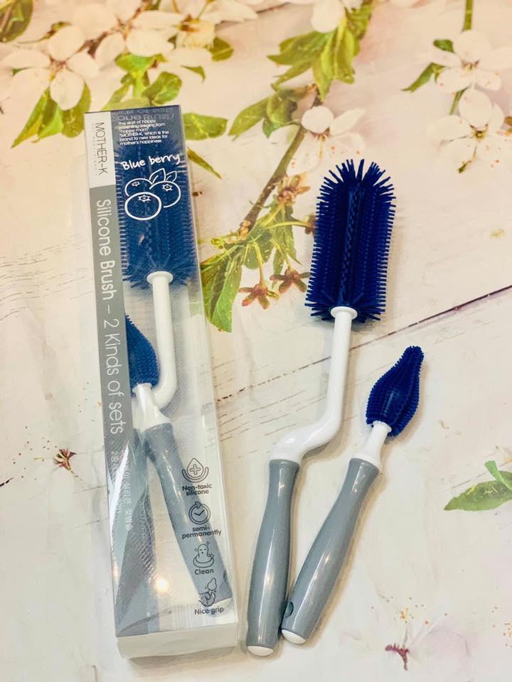 [HCM]Bộ cọ bình sữa núm ti Silicone- Mother-K Hàn Quốc