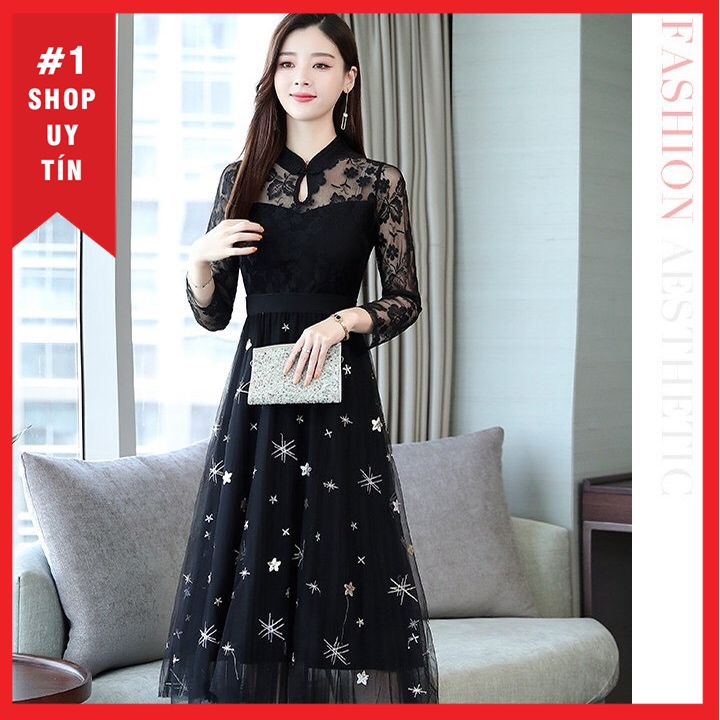 [HCM]Đầm ren đính đá siêu sang đủ size 30 đến 72kg  - QC1