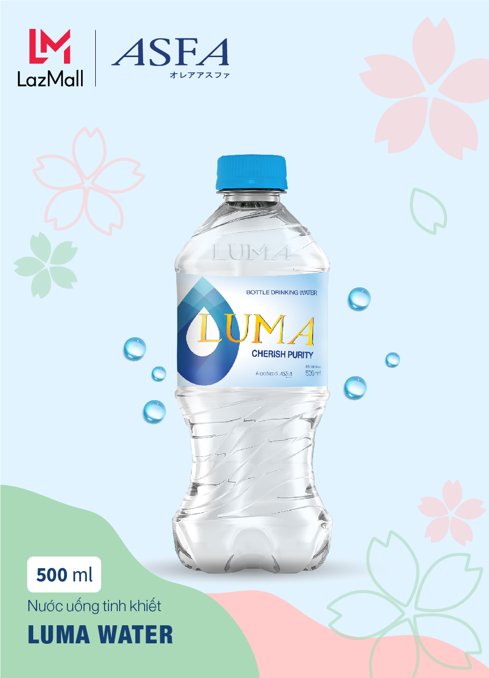 Thùng 24 chai nước tinh khiết Luma Water 500ml