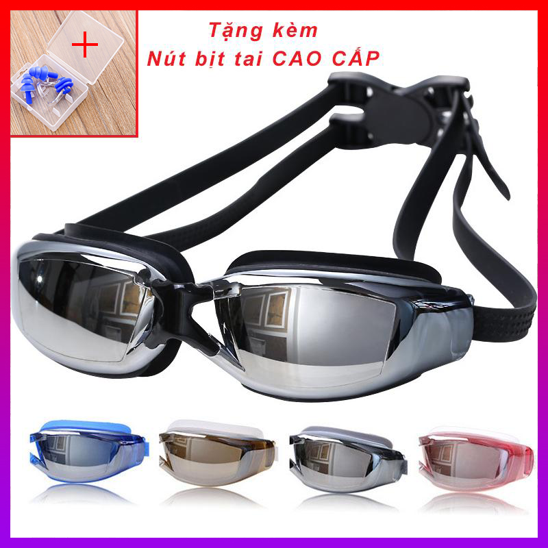 HCM Kính bơi CAO CẤP Tráng gương Chống tia UV (Tặng 2 nút bịt tai CAO CẤP) fc- NHShop