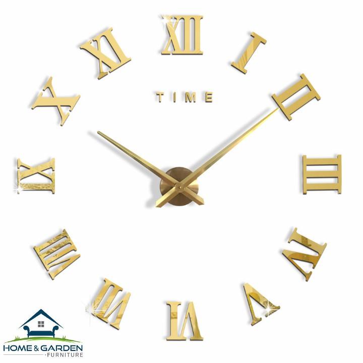 Home and Garden - Đồng hồ dán tường la mã Gold