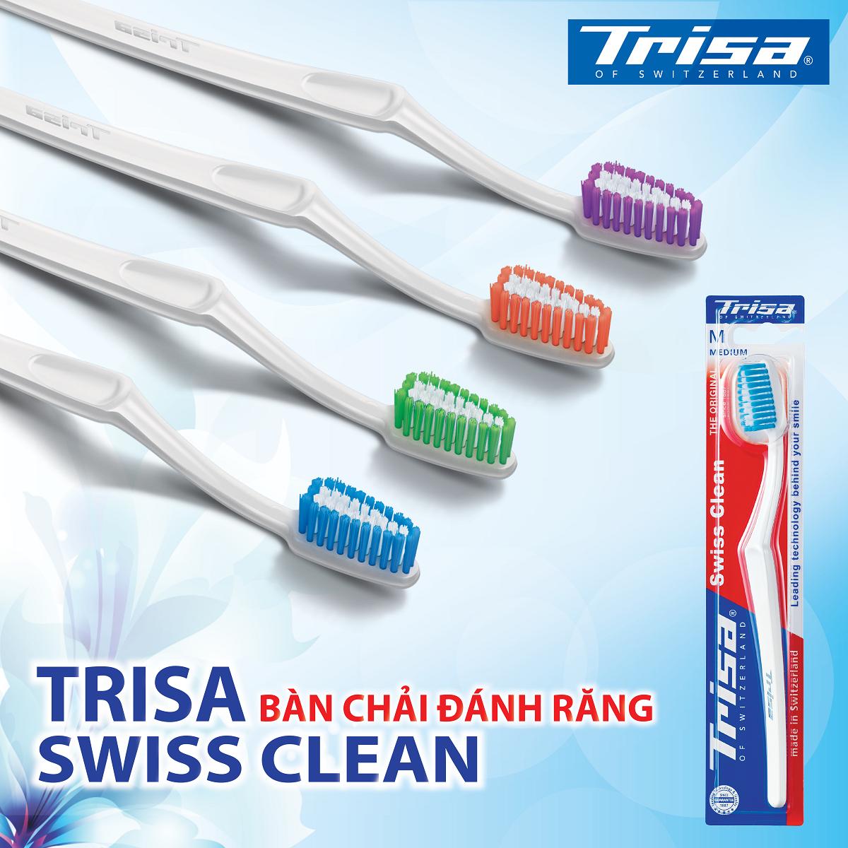 Combo 4 Bàn Chải Đánh Răng Trisa Swiss Clean Mềm (Soft)