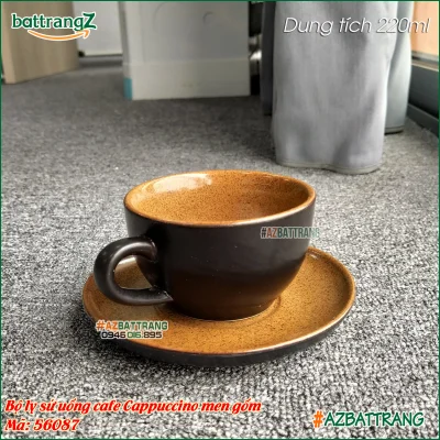 Ly sứ uống cafe Cappuccino men gốm Bát Tràng AZ