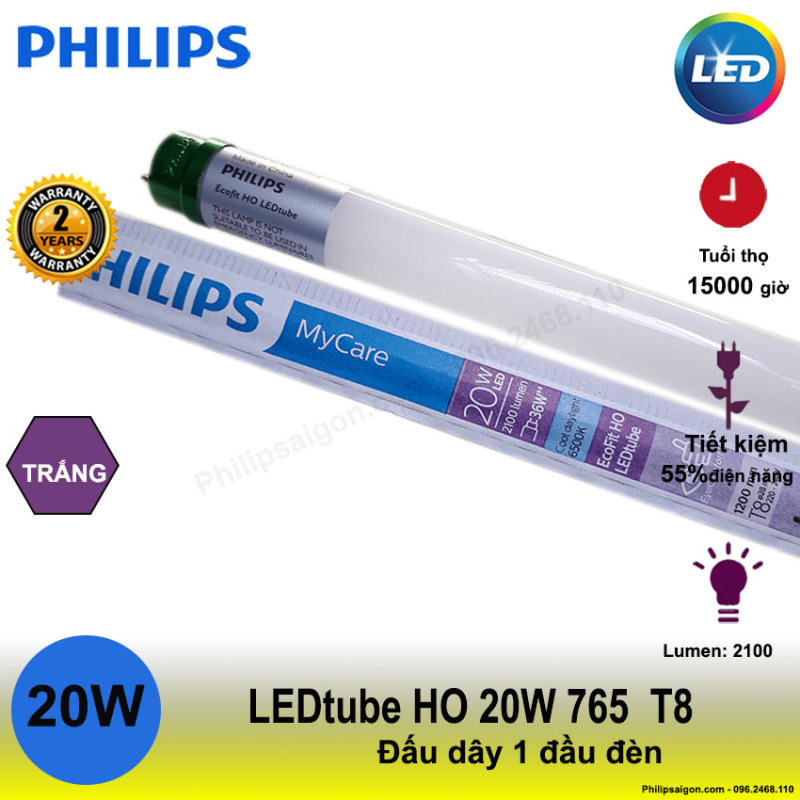 (Bộ 10) Bóng LED Tuýp Philips Ecofit HO 20W 1m2 - đi điện 1 đầu, thay thế tuýp huỳnh quang, chất lượng ánh sáng cao - Philipsaigon ( Bảo hành 24 Tháng)