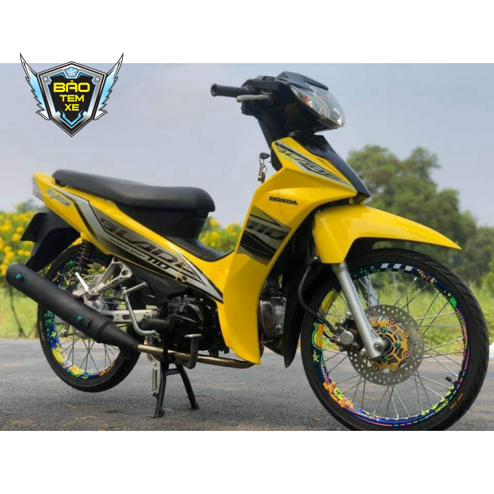 Tem rời xe honda wave blade 110 dán xe vàng