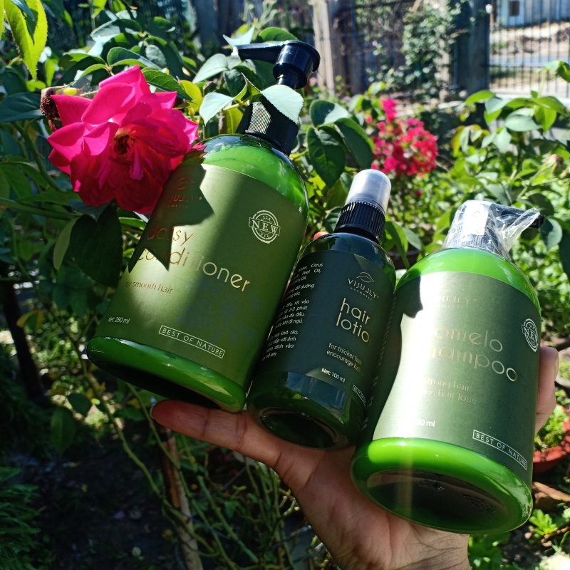 ( Tặng Qùa) Combo VI JULLY NATURAL Ngăn Rụng, Kích Mọc, Phục Hồi Hư Tổn gồm Tinh Dầu Bưởi+Gội Bưởi+Kem Ủ Dừa Hoa Cúc