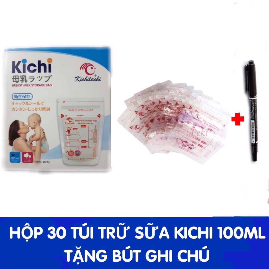 TÚI TRỮ SỮA KICHILACHI 100ML NHẬT(HỘP 30 TÚI)
