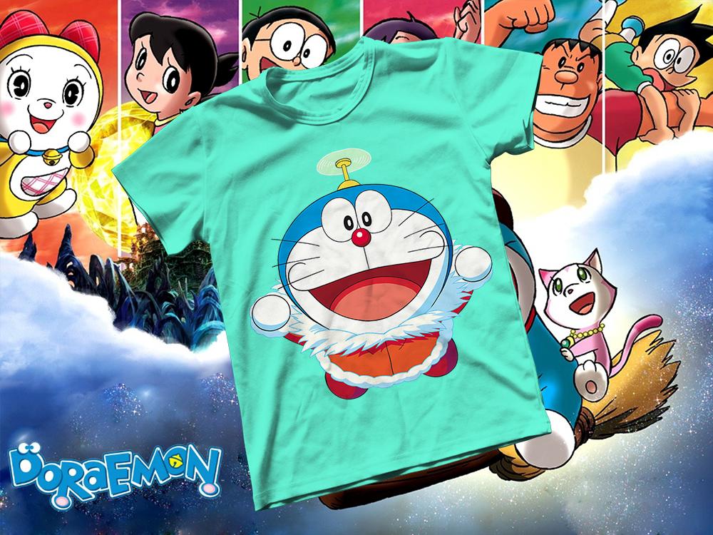 [HCM]Áo thun Cotton Unisex - Anime - Doraemon - Doraemon mùa đông ấm áp